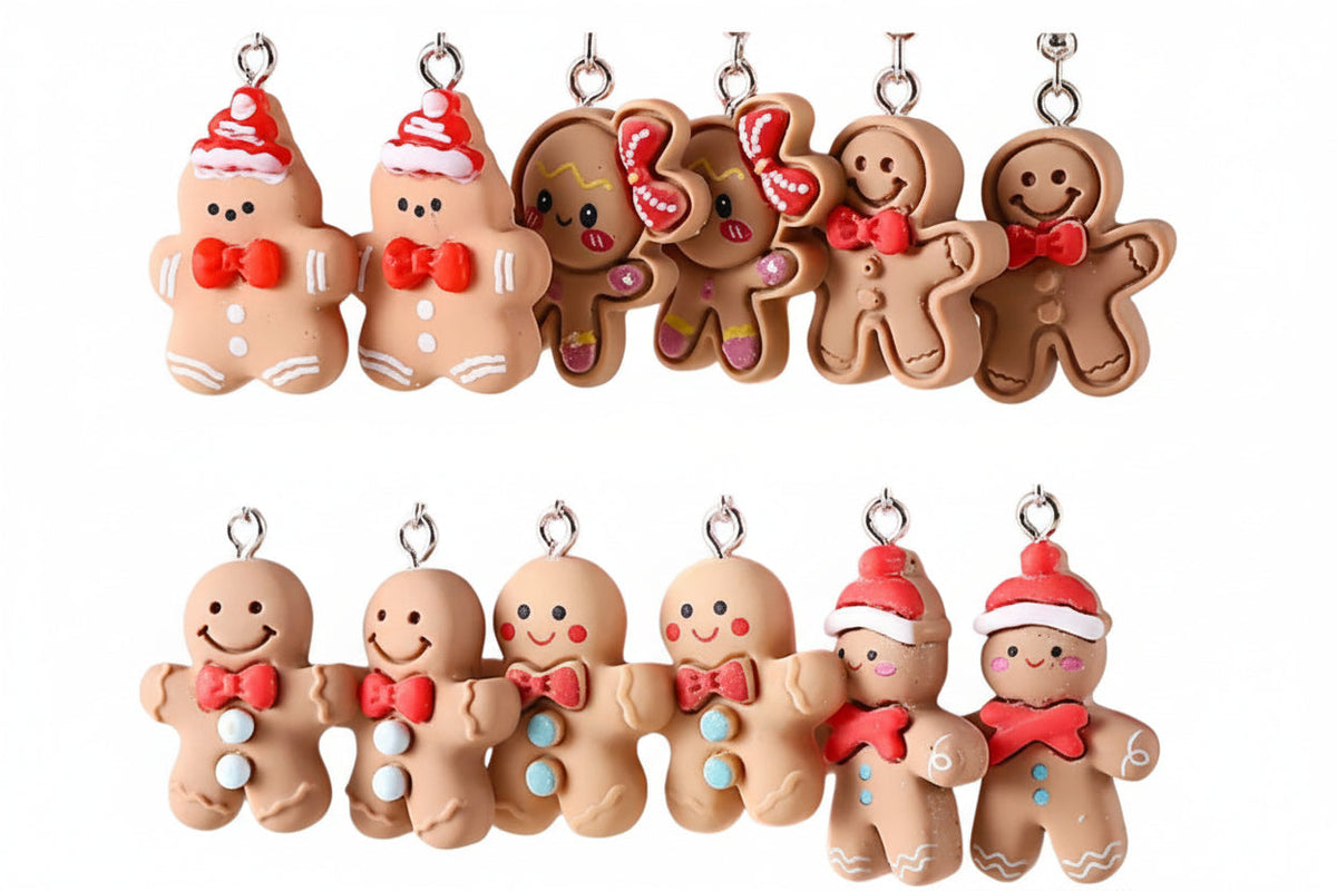 Mini Gingerbread Man Christmas Earrings