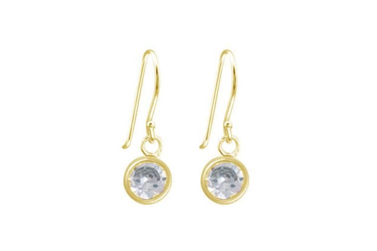 Ross Thai Hanging Gold Plated Earrings with Cubic Zirconia