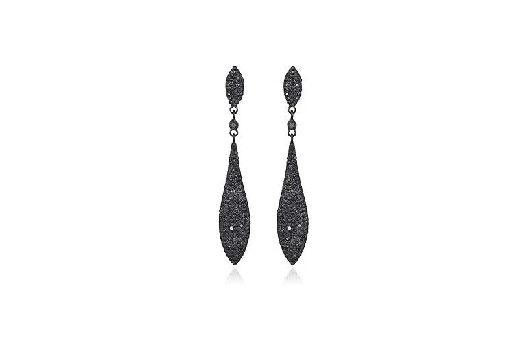 Witchery Crystal Drop Earrings Black Diamond Silver Tone Jewellery