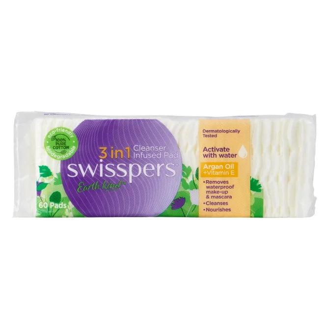 Swisspers Earth Kind 3in1 Cleanser Infused Pads - Argan Oil & Vitamin E