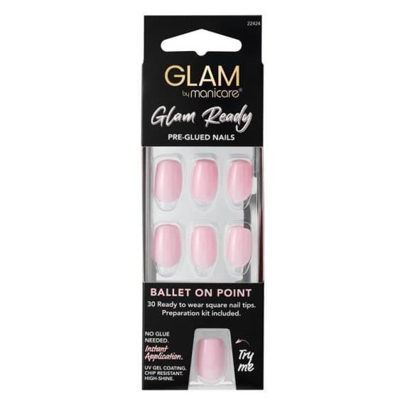 Manicare Glam Ready Pre Glued Nails Ballet On Point 30pcs