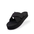 Indosole Women Platform Cross Sandal Black Size 6 to 7