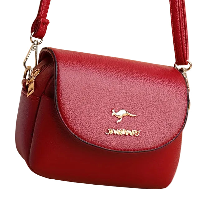 Ginger Bear Boutique Stylish Leather Shoulder Bag with Kangaroo and Letter Detail