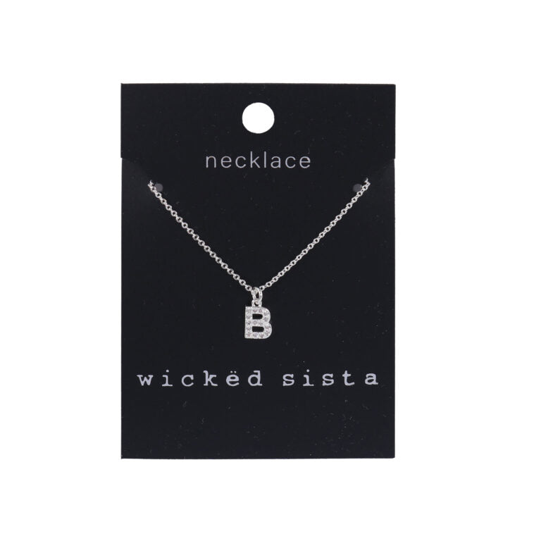 Wicked Sista Company Silver Toned Initial B Pendant Necklace