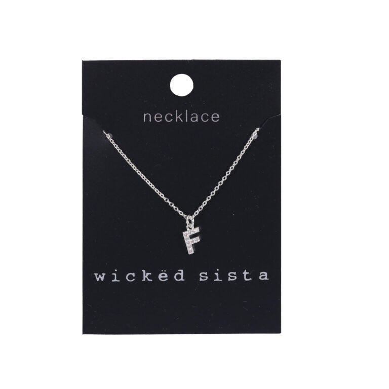 Wicked Sista Company Initial F Pendant Necklace in Silver