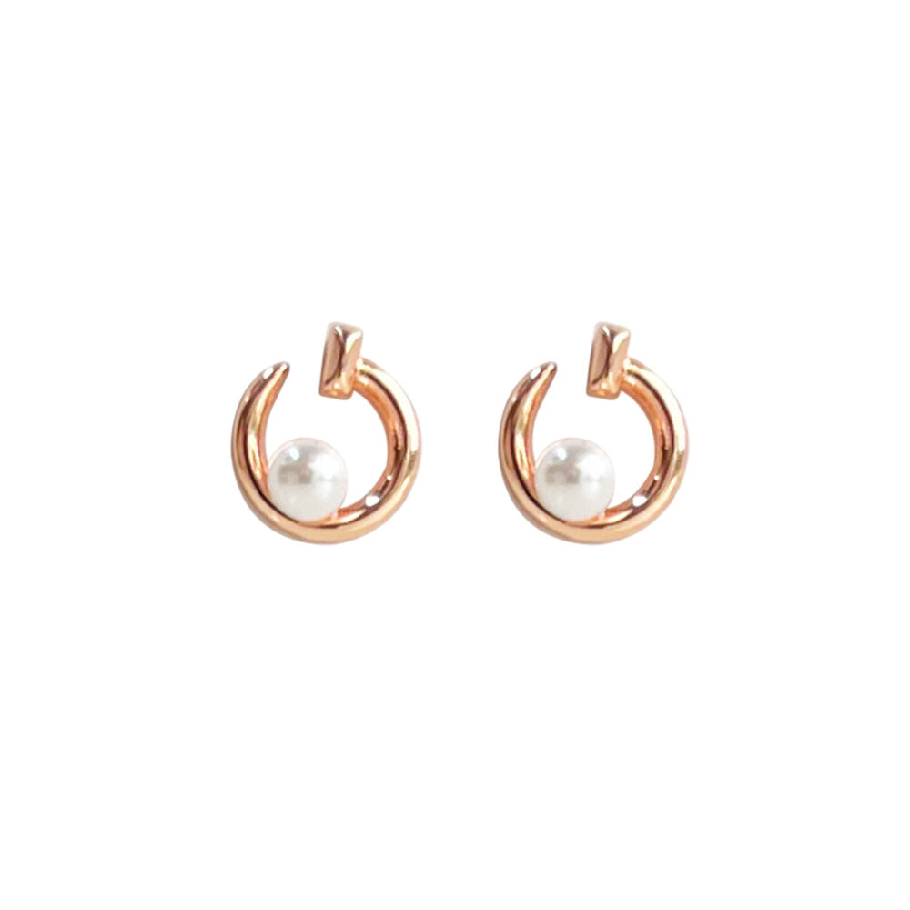 Wicked Sista Circular Pearl Studs in Rose Gold Elegant Jewellery for Women