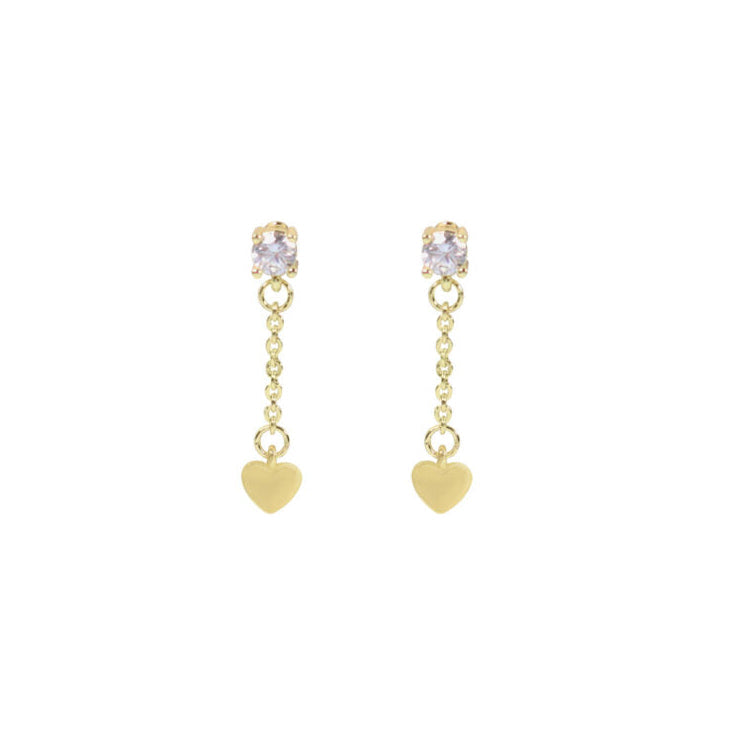 Wicked Sista Valentine Heart Stud Earrings Gold Tone