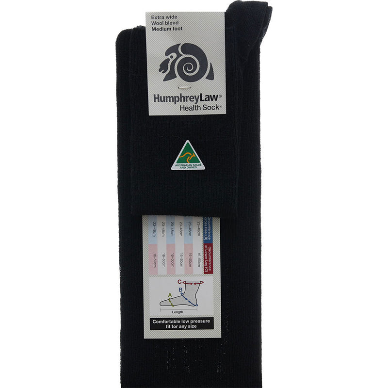 Humphrey Law Extra Wide Wool Blend Health Socks Black