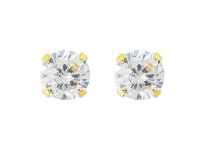 Adnohr System 75 24K Gold Plated Ear Piercing Studs with Cubic Zirconia 4MM