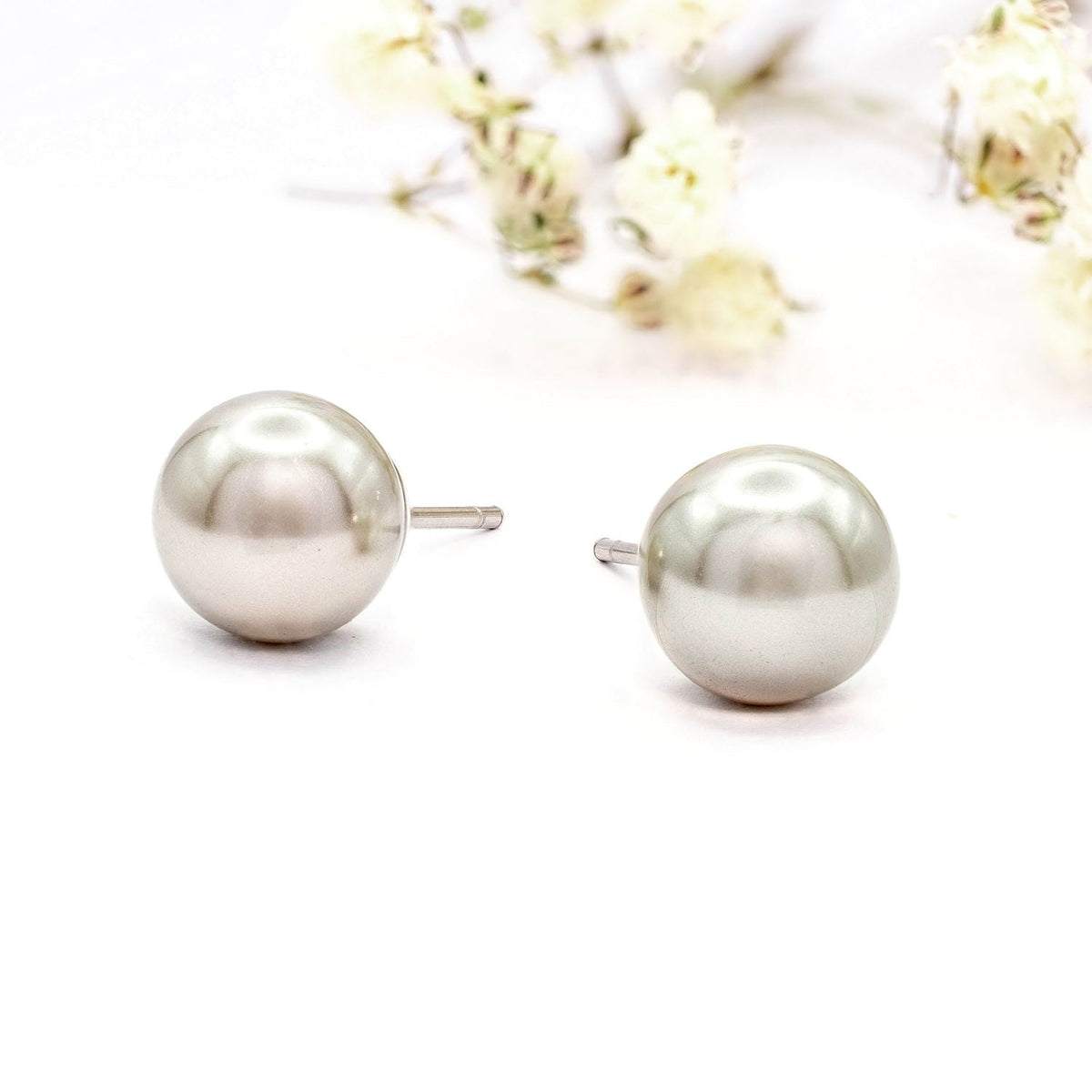 Earsense Grey Pearl Earrings 8MM