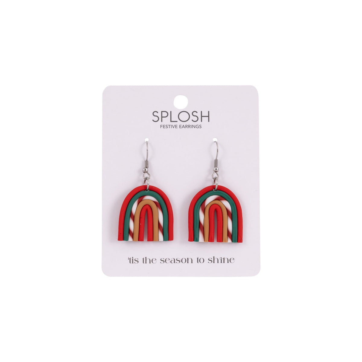 Christmas Small Candy Cane Rainbow Earrings