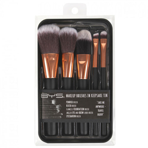 Bys Makeup Brush Kit with Travel Pouch 5 Piece Set