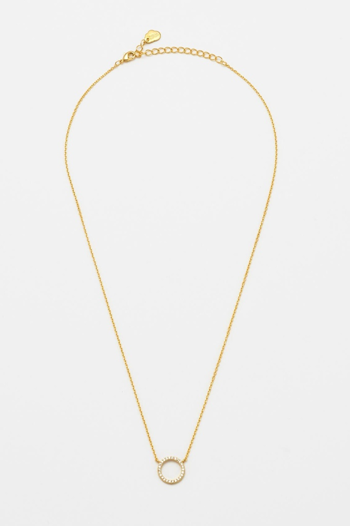 Estella Bartlett | Large Pave Set Cz Circle Necklace - Gold Plated