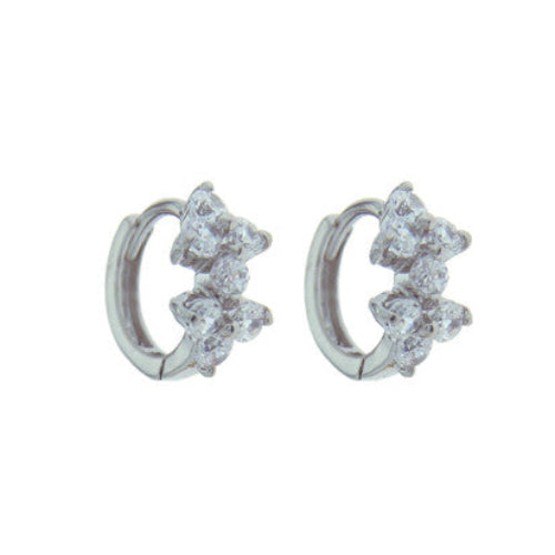 Rossan Sterling Silver Huggy Earrings with Clear Cubic Zirconia 10MM