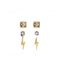 Cubic Zirconia Gold Trio Earrings