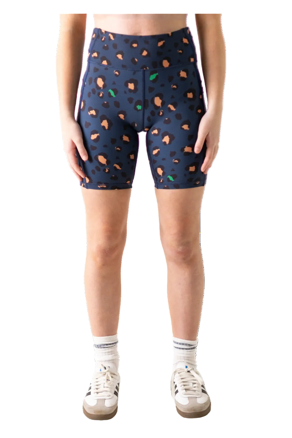 Urban Standard Leopard Luxe Bike Pant High Waisted Workout Shorts for Yoga and Cycling