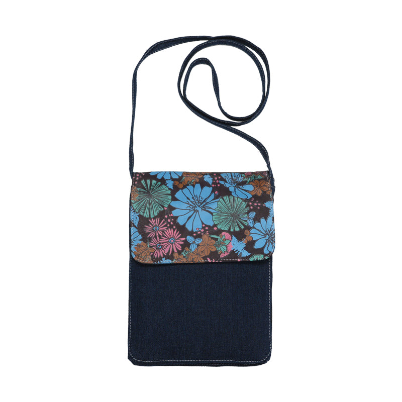 Kangaroo Gifts Hand Painted Leather And Denim Combination Cross Body Bag 22 x 28 x 2.5CM