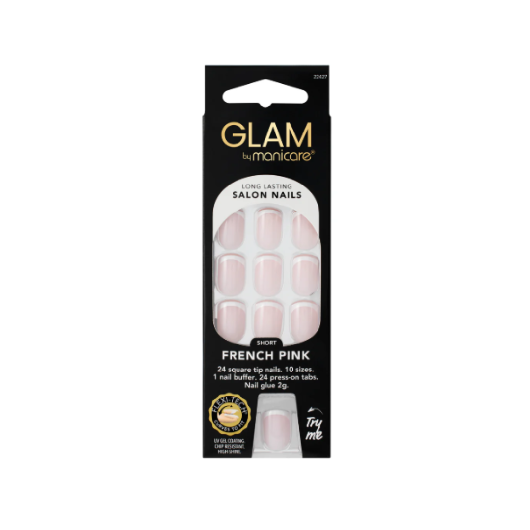 Manicare Glam Press-On Nail Short Square French