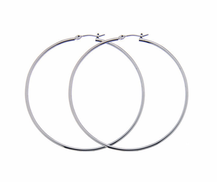 Rossan Rhodium Plated Classic Hoop Earrings 45MM