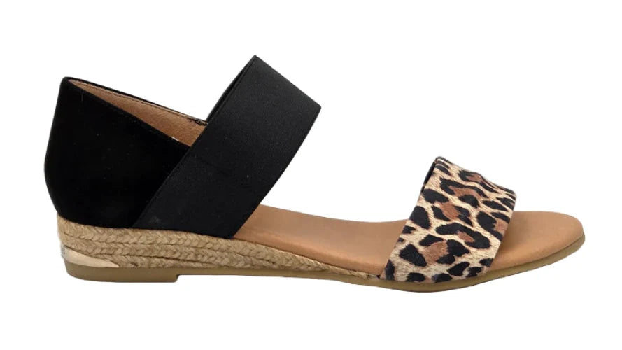Pinaz 321 Black & Leopard Nubuck Sandals