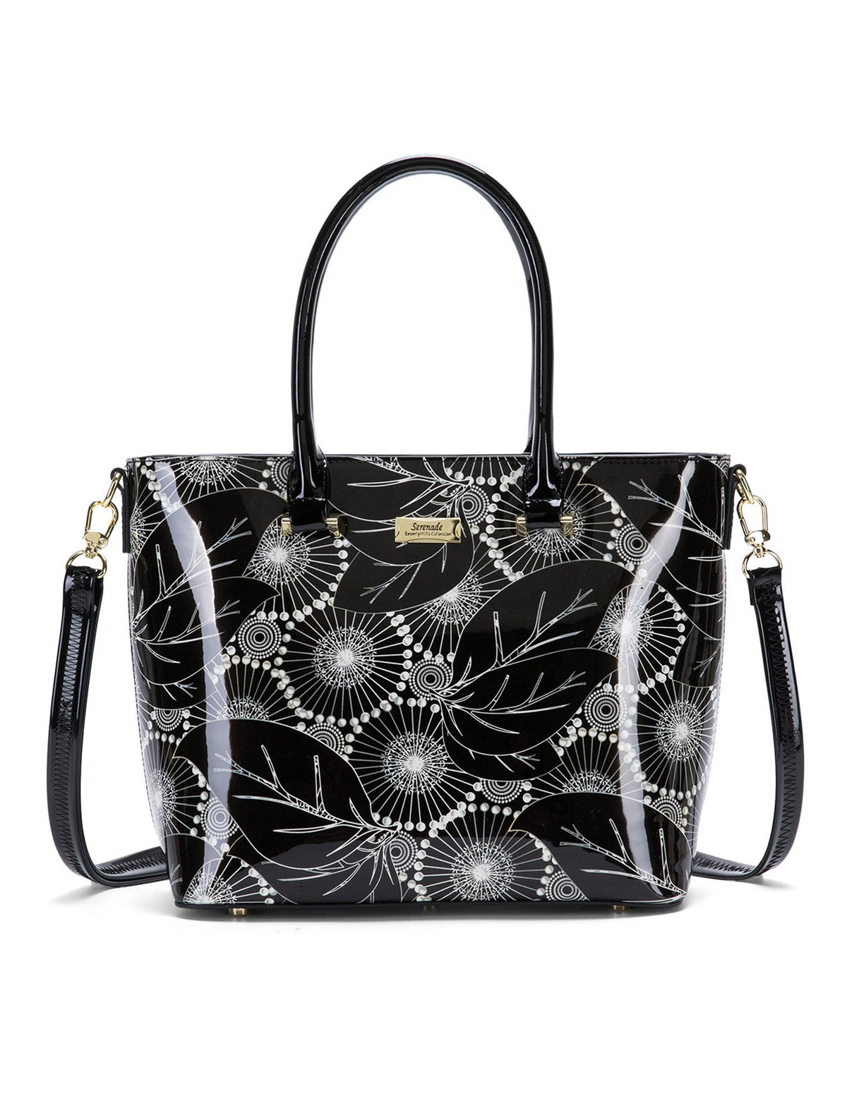 Serenade Leather Aspen Patent Leather Grip Handle Bag SF4-8787