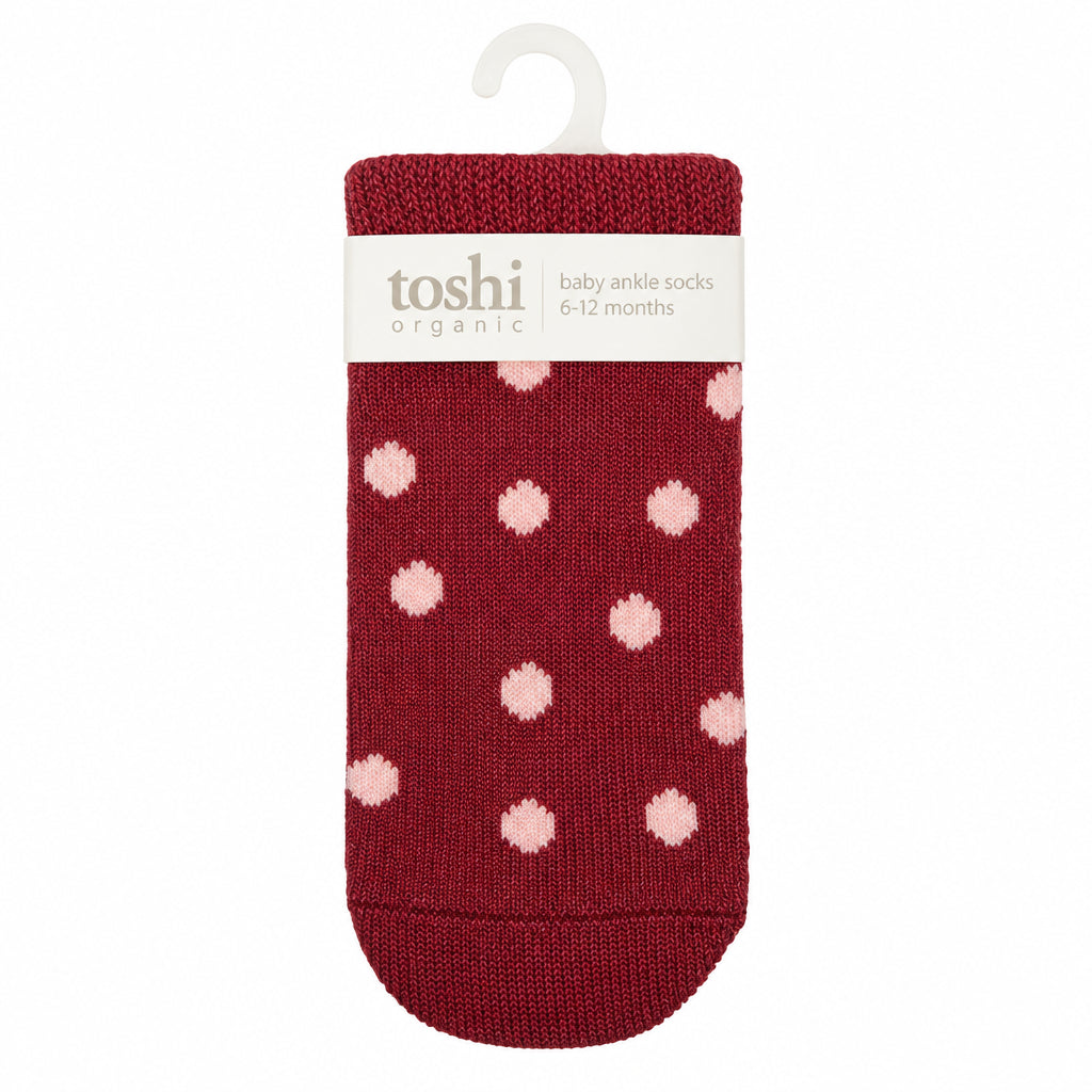 Toshi Jacquard Baby Socks Red with Dots 0 to 6 Months