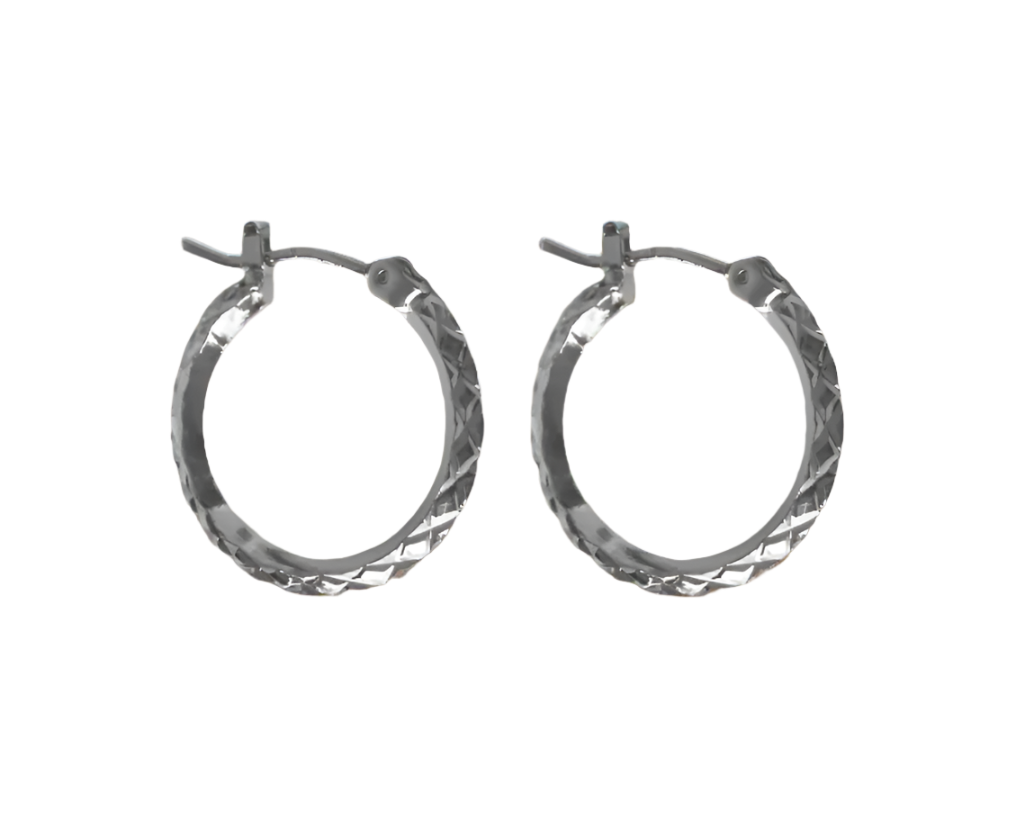 Rossan FE4321 20MM Diamond Cut Hoop Silver