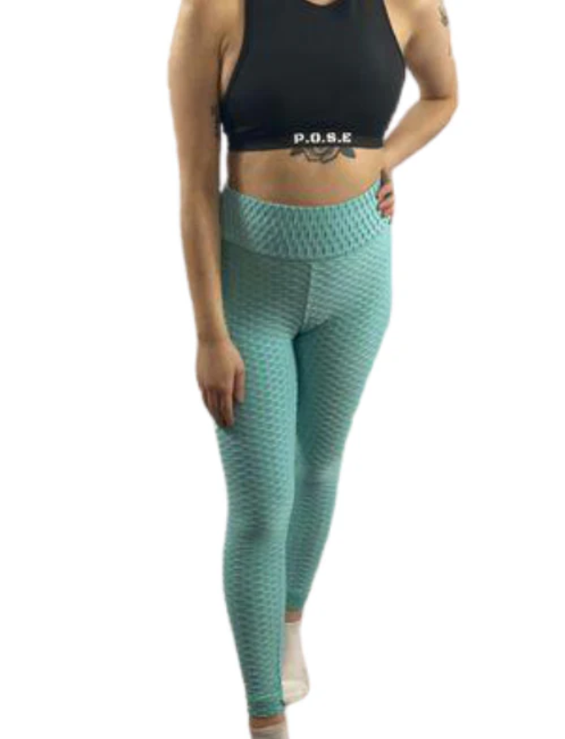 P.O.S.E Fortitude Textured Anti Cellulite Grey Scrunch Butt Lifting Gym Leggings
