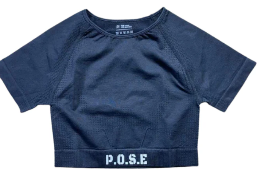 P.O.S.E Endurance Seamless Sports Gym Crop Top Short Sleeves