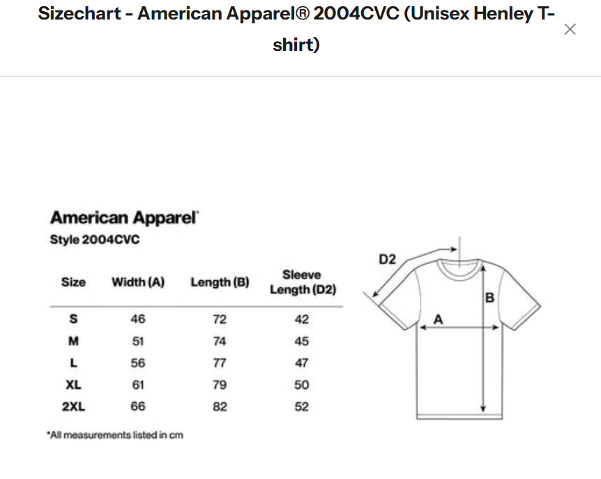 American Apparel 2004CVC Unisex Henley T Shirt Heather Bone