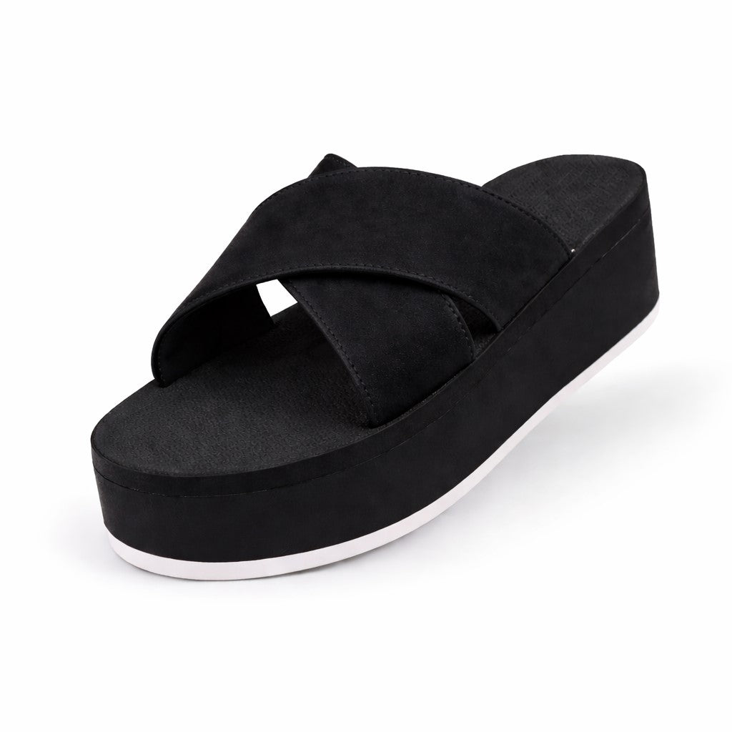 Indosole Women Platform Cross Sneaker Sole Black Sea Salt Sole Size 8 to 9