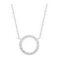 Estella Bartlett Large Pave Set Circle Cubic Zirconia Pendant Necklace Silver Plated
