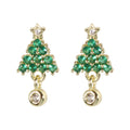 Wicked Sista Crystal Christmas Tree Stud Earrings Gold