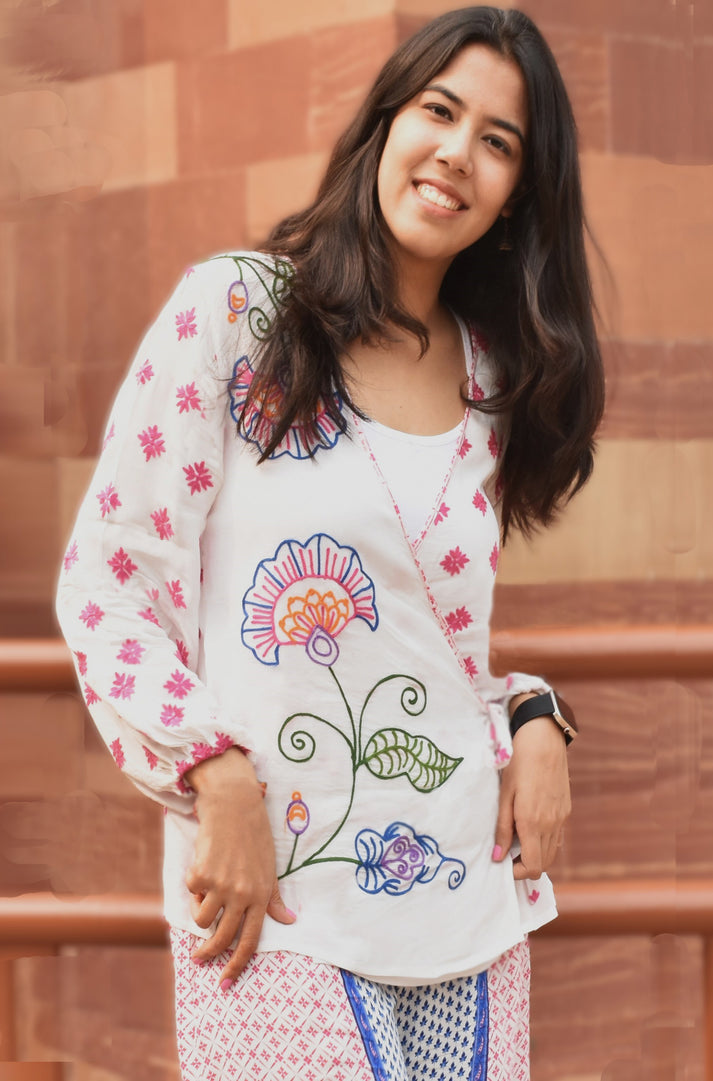 Zoha Online Ayse Embroidered Wrap top