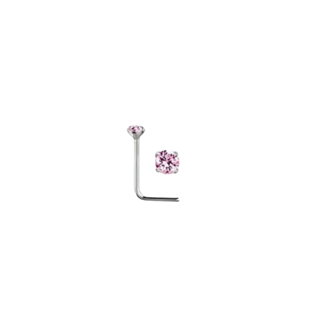 Rossan Bent Post Sterling Silver Jewelled Nose Studs Ns4096 SS