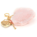 Key Chain Fluffy Heart Shaped Fur Ball Key Ring Pink Bag Hanging Decorative ZMS