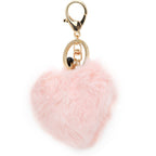 Key Chain Fluffy Heart Shaped Fur Ball Key Ring Pink Bag Hanging Decorative ZMS