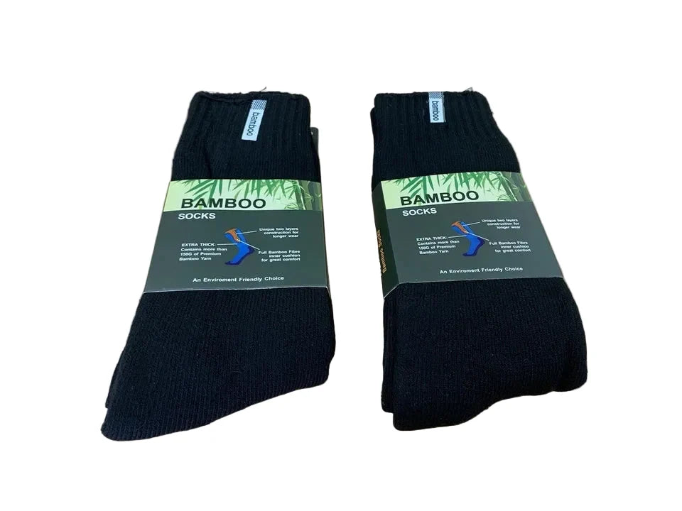 Bamboo Textiles Extra Thick Heavy Duty Work Socks Black Size 6 to 11